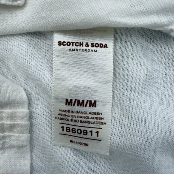Scotch & Soda Men's Linen Blend Short Sleeve Woven Shirt Medium White, NEW - Picture 8 of 12